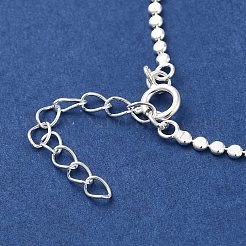 女性用スターリングシルバーフラットラウンドリンクチェーンブレスレット925個  銀  6-7/8インチ（17.5cm）  1.7mm&nbsp;BJEW-E101-01S-09