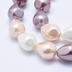電気メッキシェルパールビーズ連売り  多面カット  ティアドロップ  ミックスカラー  18x13~14mm  穴：1mm  約22個/連  15.7インチ（40cm）&nbsp;BSHE-G006-10