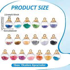 114pcs 19 Farben transparente Glasanhänger&nbsp;GLAA-ME0001-32