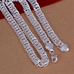 Popolari collane a maglia cubana in ottone placcato color argento per uomo&nbsp;NJEW-BB12683