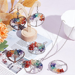 6 шт. 3 стиля 7 чакры древо жизни драгоценные камни большие подвески G-SC0002-36