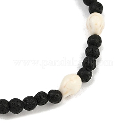 Браслеты из натуральной лавы и синтетической бирюзы для мужчин и женщин BJEW-JB12132-02