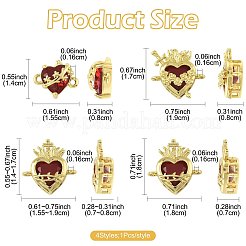 4 шт. 3 стиля латунные подвески-сердечки из темного красного стекла с паве&nbsp;KK-FS0001-86
