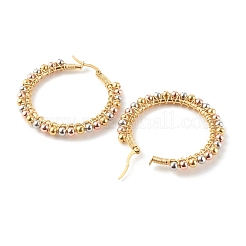 Серьги-кольца из нержавеющей стали 304 с бусинами EJEW-JE04544-01