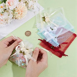 40 шт. 4-х цветные 3D-цветочные мешочки из органзы на завязках OP-BBC0001-06C
