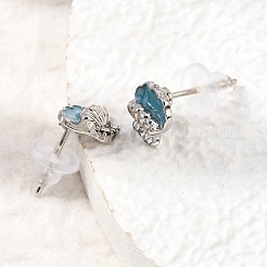Pendientes de botón de aleación con rhinestone para mujer&nbsp;AL-CBA004A-01P