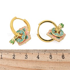 Серьги-кольца из латуни с ромбами&nbsp;EJEW-R016-13G-01