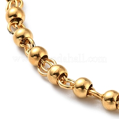 Braccialetto di perline rotonde in acciaio inossidabile 304 con placcatura sotto vuoto in PVD per donna&nbsp;BJEW-E108-15G-01