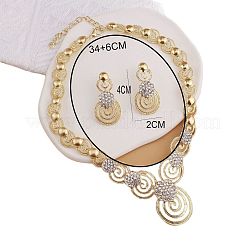 Set di collana e orecchini a bottone con catena a maglie a vortice in lega di cristallo e strass&nbsp;FS-WG0FFE3-01