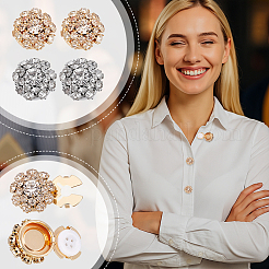 Наборы из латунных запонок со стразами и акриловых пуговиц для рубашки BUTT-PH0001-47