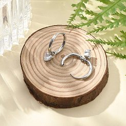 Серьги-кольца из нержавеющей стали 304 с микропаве из кубического циркония&nbsp;LS-STAS-R004-03P-02