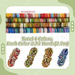 10м 4-х цветный шнур в этническом стиле с эластичной обмоткой OCOR-GA0002-62