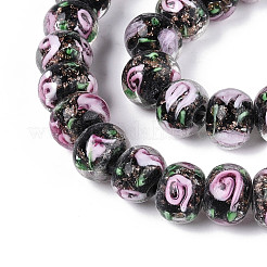 Нити бусин-рондель с внутренним цветком ручной работы в технике лэмпворк&nbsp;LAMP-T022-24A