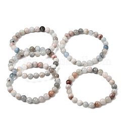Bracelets extensibles en perles rondes d'aigue-marine naturelle de 8 mm pour femmes&nbsp;GG-CBA6C75-A01-8mm