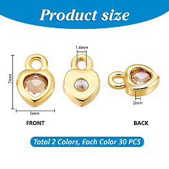 60шт 2 цвета латунные микро проложить кубический цирконий шармы&nbsp;KK-PH0012-36