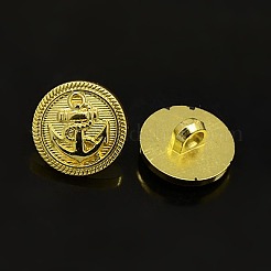 1ホールメッキアクリルシャンクボタン  航海ボタン  アンカーボタン付きフラットラウンド  ゴールドカラー  15x3mm  穴：2mm&nbsp;BUTT-D002-02