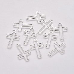 ステンレス鋼の連結リング  クロス  ステンレス鋼色  25.5x16.5x1.5mm  穴：2.5mm&nbsp;STAS-WH0014-27B-P