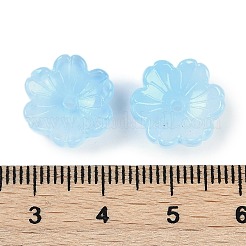 透明スプレーペイントガラスビーズ  花  ライトスカイブルー  14x14x5mm  穴：1.5mm&nbsp;X1-GLAA-H035-04J