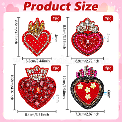 4 parche de tela bordado de poliéster con forma de corazón de 4 estilos&nbsp;PATC-NB0001-67A