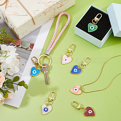 7 шт. 7-цветное сердце с эмалевым сплавом от сглаза HJEW-FH0001-74