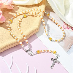 Collier de perles de chapelet de perles de verre&nbsp;NJEW-TA00082-04