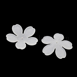 5枚の花びらのフロストアクリルビーズキャップ  花  ホワイト  25.5x26.5x5mm  穴：1.6mm  約574個/500g&nbsp;SACR-F016-01A
