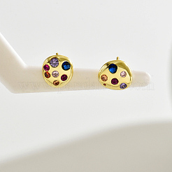 Модные серебряные серьги-гвоздики с разноцветным цирконием S925 для женщин BX9782