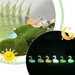 60 Stück 6 Farben leuchtende Flamingo-Dekorationsfigur aus Kunstharz&nbsp;DJEW-CA0001-53