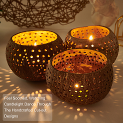 Выдолбленная чашка для свечи из скорлупы кокоса DIY-WH0260-82