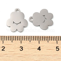 変色しない304ステンレススチールチャーム  レーザー切断  足跡チャーム  ステンレス鋼色  14x12x1mm  穴：1.6mm&nbsp;STAS-J042-20P