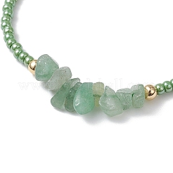 Женские плетеные браслеты из натуральных смешанных драгоценных камней и стеклянных бусин&nbsp;BJEW-MZ00245