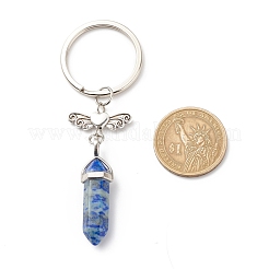 Пуля из натуральных смешанных драгоценных камней и сплавов сердце с брелками в виде крыльев KEYC-JKC00361