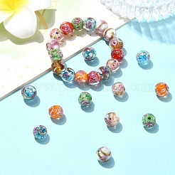 40шт 8 цвета ручной работы золотой песок бусины лэмпворк LAMP-YW0001-22