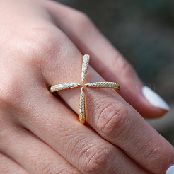 Элегантное кольцо из стерлингового серебра s925 с открытым крестом и кубическими цирконами для женщин AU6485