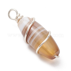 Подвески из натурального полосчатого агата с медной проволокой PALLOY-JF04060-02