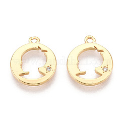 Латунные микропаве прозрачные подвески с фианитом&nbsp;KK-T078-09G-02