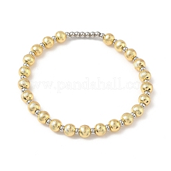 Латунные круглые бусины эластичные браслеты для женщин BJEW-B148-01GP