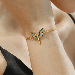 Браслеты-слайдеры с подвесками в виде крыльев богини из латуни с кубическим цирконием для женщин&nbsp;FS4700