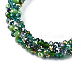 Bracciale elasticizzato all'uncinetto con perline di vetro&nbsp;BJEW-T016-09D