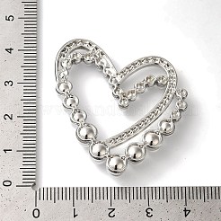 ラックメッキ合金ペンダント  ABSイミテーションパールとクリスタルラインストーン付き  カドミウムフリー＆ニッケルフリー＆鉛フリー  ハートチャーム  プラチナ  38x38x7mm&nbsp;FIND-I039-016P