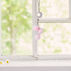 2 шт. 2 стильных стразов в виде сердца и пушистого плюшевого шарика подвеска для автомобиля HJEW-DC0001-07