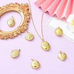 7 ciondolo con medaglione in ottone micro pavé di zirconi cubici trasparenti in 7 stili&nbsp;KK-CJ0005-71