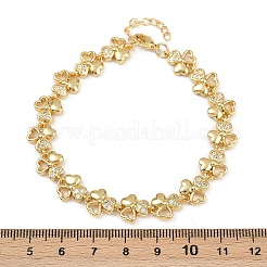 Латунные браслеты с микропаве из прозрачных кубических цирконий для женщин BJEW-F504-14G