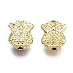 めっき合金ビーズラック  カドミウムフリー＆鉛フリー  フクロウ  ライトゴールド  10.5x8.5x4mm  穴：1.2mm&nbsp;PALLOY-T077-146LG-RS