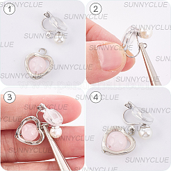 24 stücke 4 arten 304 edelstahl clip-auf ohrring Zubehörse mit imitation perle kunststoff perlen&nbsp;STAS-SC0010-46B