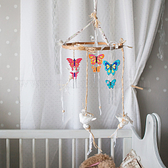 Наборы для самостоятельного изготовления деревянных колокольчиков-бабочки&nbsp;DIY-FH0010-13