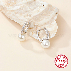 Серьги-кольца из стерлингового серебра 925 пробы с родиевым покрытием и фианитами с микропаве BC3718-1