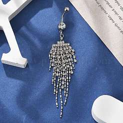 Сплав кристалл горный хрусталь подвеска изогнутая штанга живот кольца&nbsp;LS-AJEW-R007-04P-03