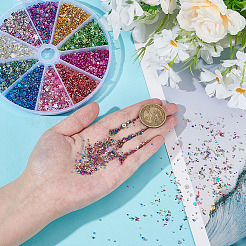 10 набор 10-х цветных стеклянных мини-бусин для нейл-арта&nbsp;GLAA-PH0004-30