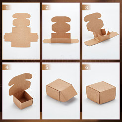 Квадратные складные ящики для хранения крафт-бумаги&nbsp;LS-CON-WH0089-46A